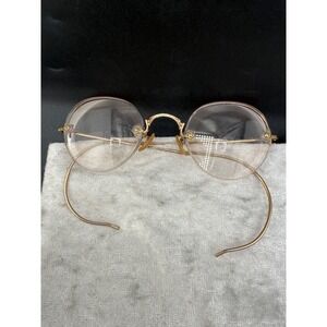 Vintage Shuron Eyeglasses Gold Rimless Round Cable Temple 1/10 12K GF 4.5in